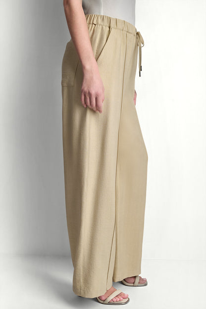 SEAMED WIDE LEG PULL-ON PANT