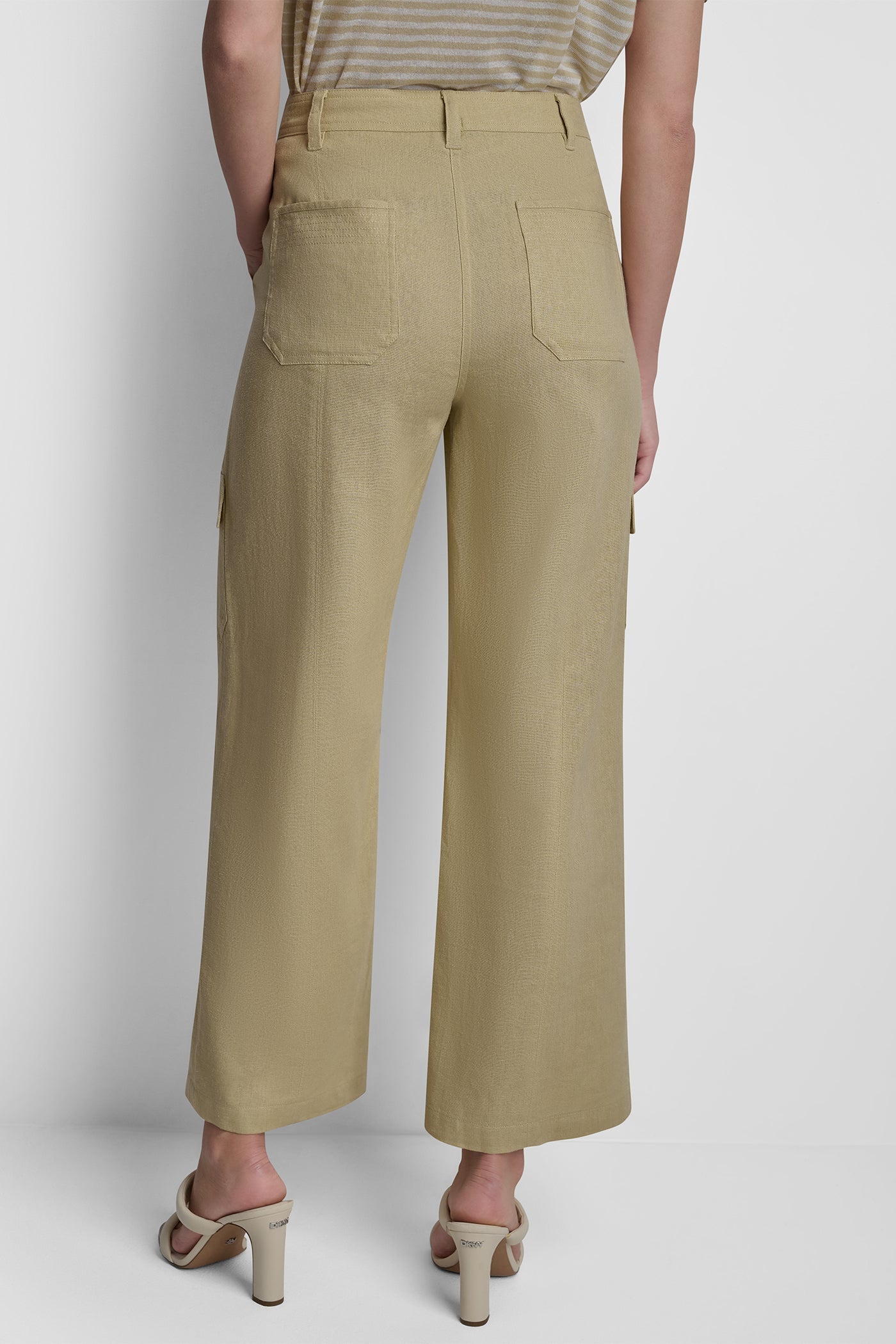 MID-RISE LINEN-BLEND STRAIGHT-LEG CARGO PANT