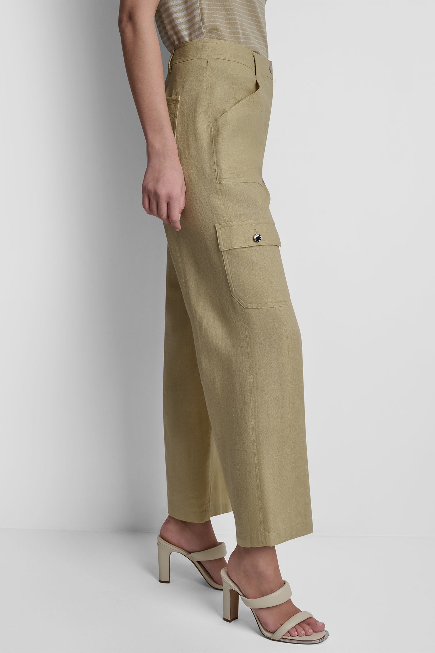 MID-RISE LINEN-BLEND STRAIGHT-LEG CARGO PANT