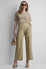 MID-RISE LINEN-BLEND STRAIGHT-LEG CARGO PANT