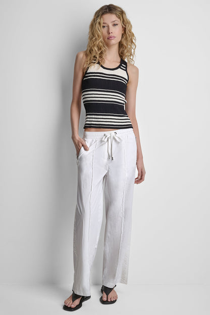 LOGO TRIM STRAIGHT-LEG PULL-ON PANT