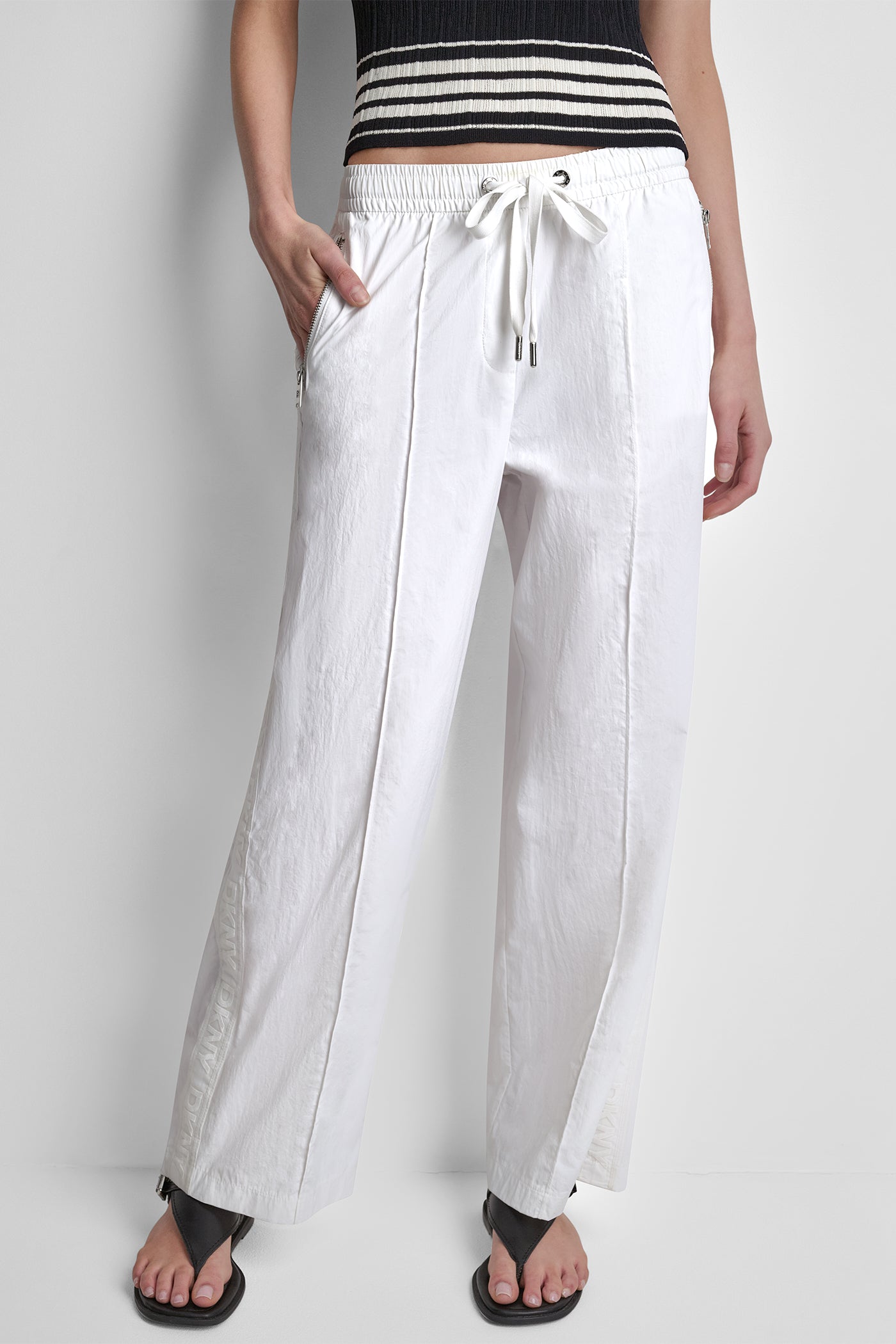 LOGO TRIM STRAIGHT-LEG PULL-ON PANT