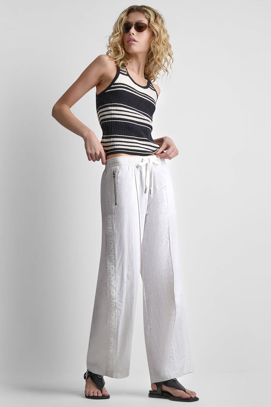 LOGO TRIM STRAIGHT-LEG PULL-ON PANT