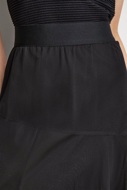 LAYERED MESH MIDI SKIRT