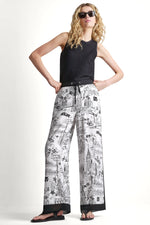 PRINTED DRAWSTRING WIDE LEG PANT