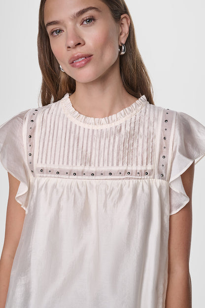PLEATED STUDDED BLOUSE