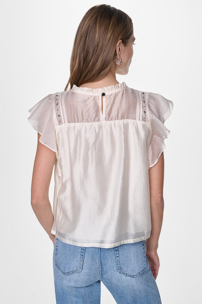 PLEATED STUDDED BLOUSE