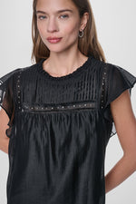 PLEATED STUDDED BLOUSE