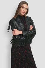 LONG SLEEEVE FRINGE CROP JACKET