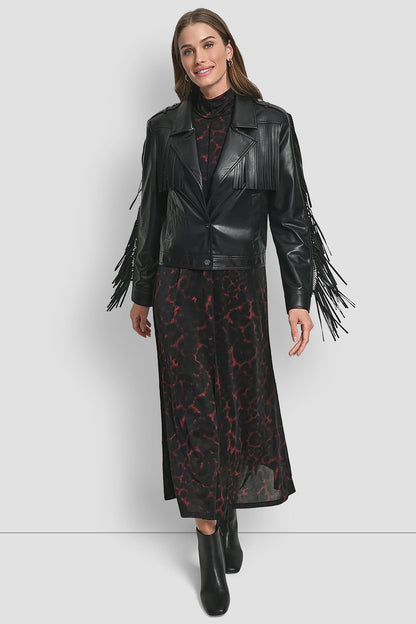 LONG SLEEEVE FRINGE CROP JACKET