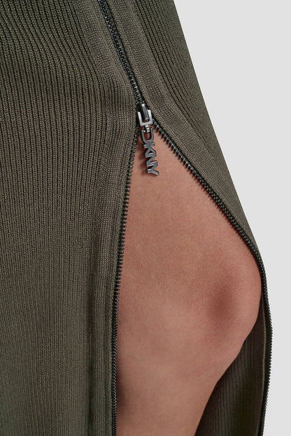 ZIP-DETAILED MIDI SWEATER SKIRT
