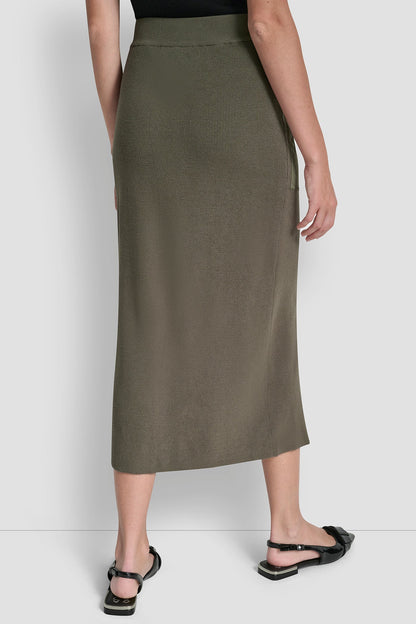 ZIP-DETAILED MIDI SWEATER SKIRT