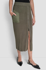 ZIP-DETAILED MIDI SWEATER SKIRT