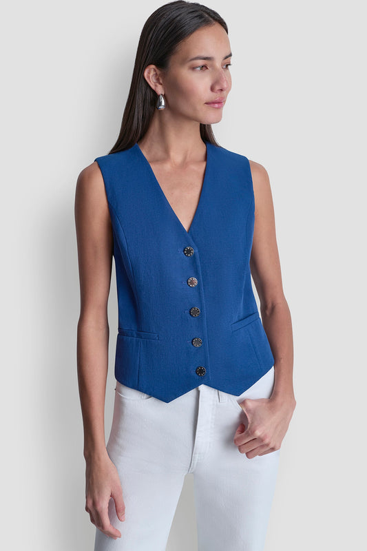 COTTON-BLEND PIQUÉ VEST