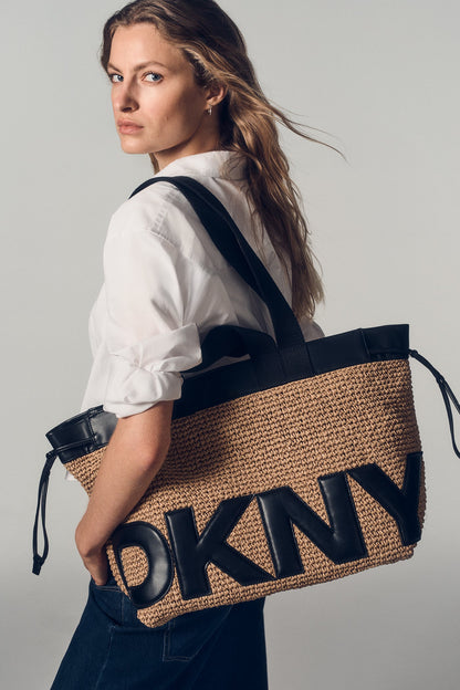 BARDOT RAFFIA LOGO TOTE