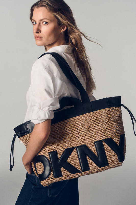 BARDOT RAFFIA LOGO TOTE