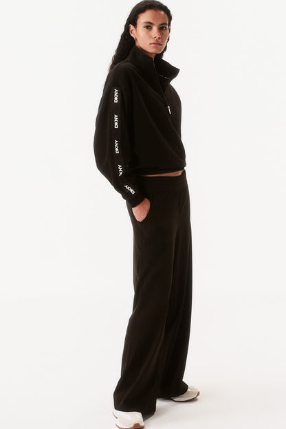 COTTON-BLEND LOGO QUARTER-ZIP SWEATSHIRT