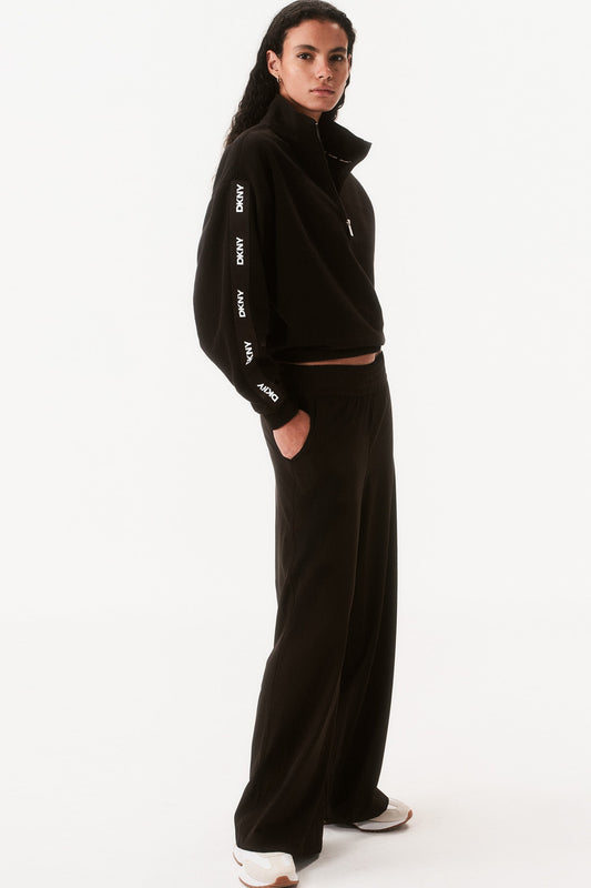 COTTON-BLEND LOGO QUARTER-ZIP SWEATSHIRT