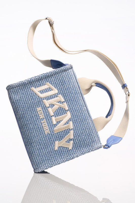 HADLEE SMALL STRAW LOGO TOTE