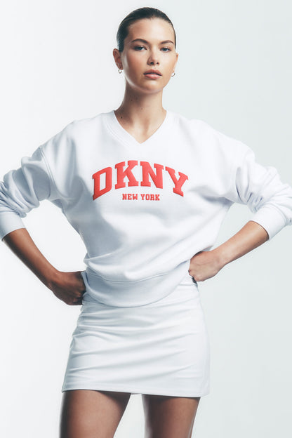 PUFF VARSITY LOGO V-NECK PULLOVER