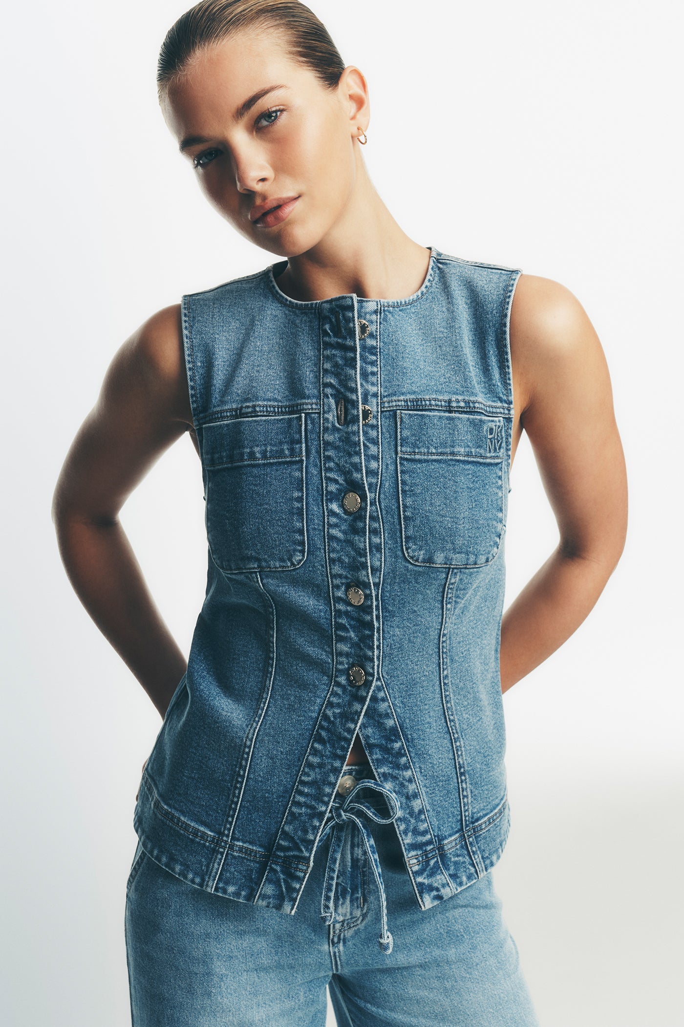 LONGLINE DENIM VEST